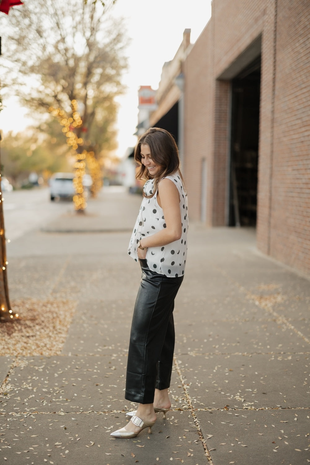 Tiffany Black/White Polka Dot Tie Tank