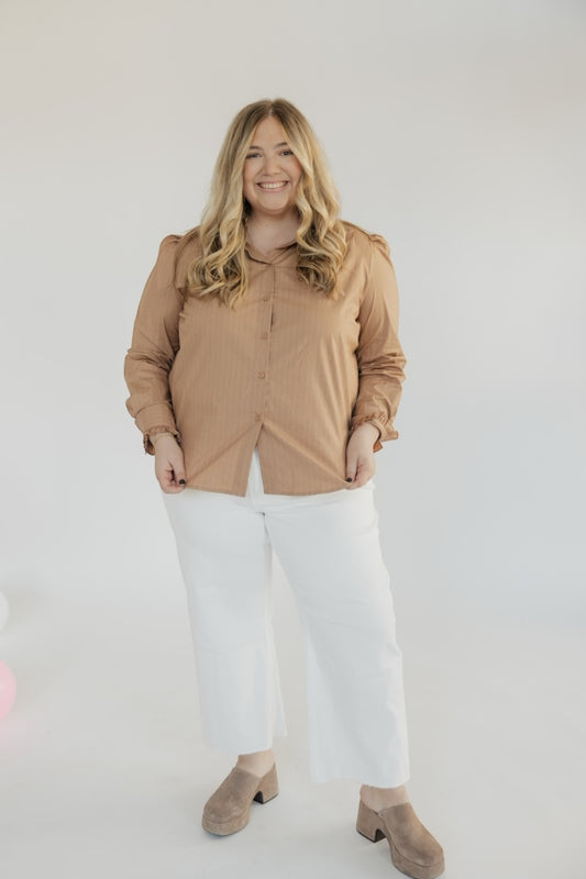 Sage Top in Camel Pinstripe (S-3XL)