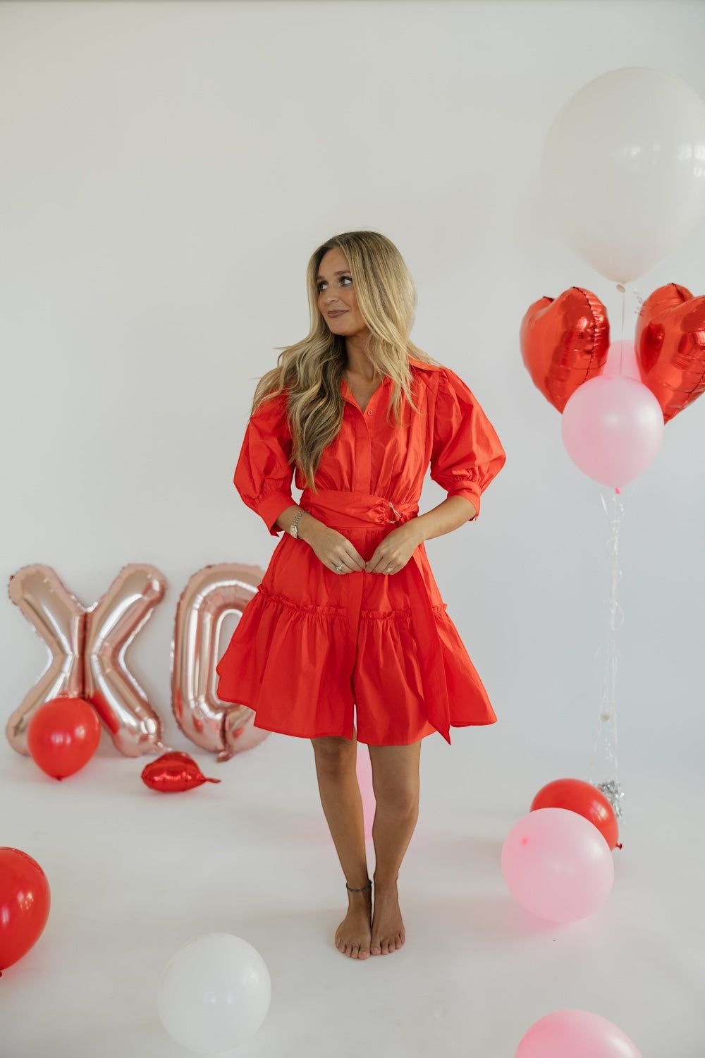 Yara Red Poplin Dress