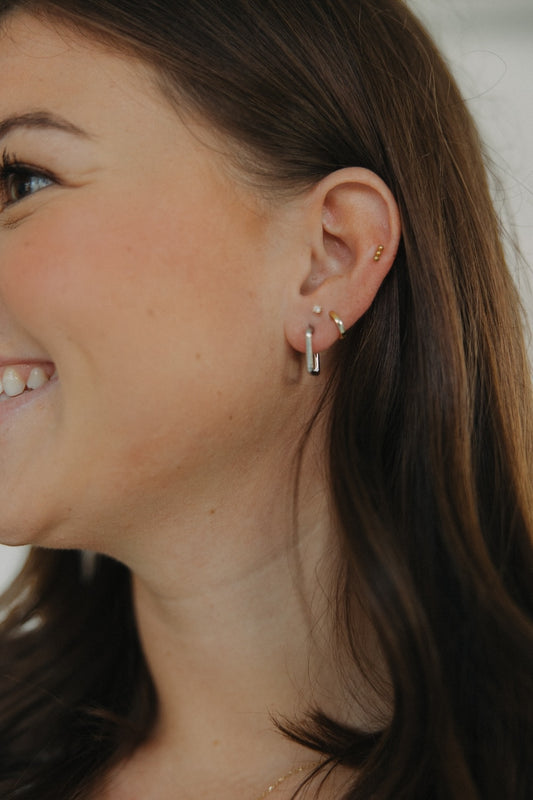 Square Hoops in Silver