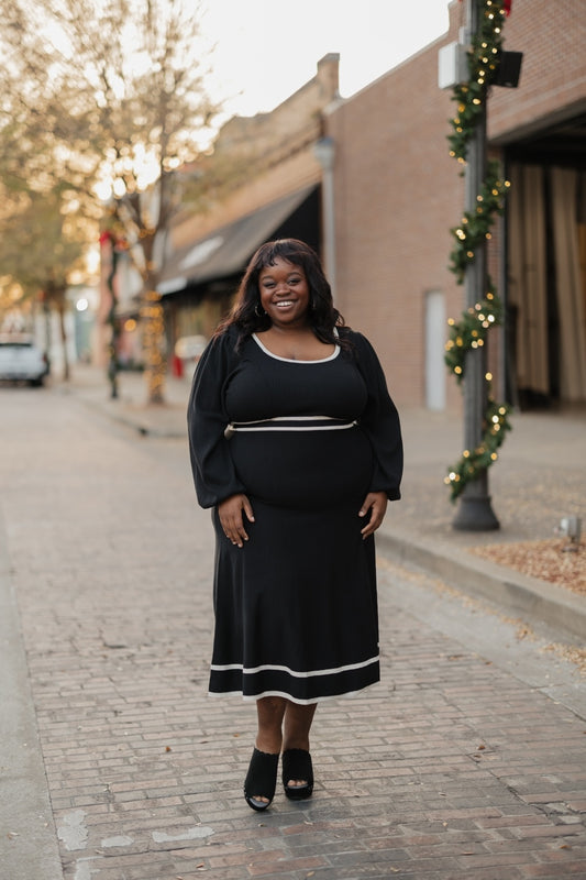 Mayci Black Knit Midi Dress