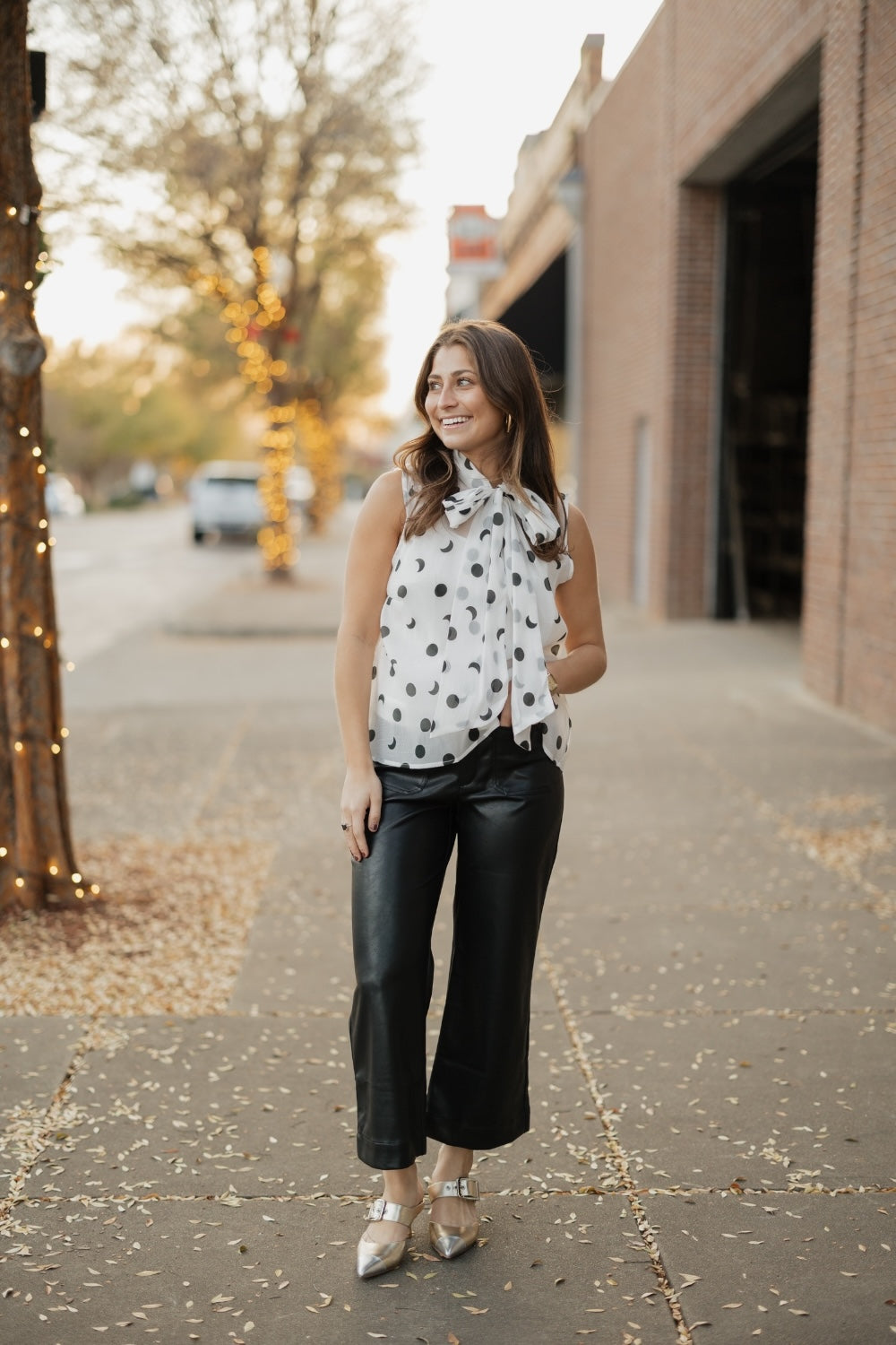 Tiffany Black/White Polka Dot Tie Tank