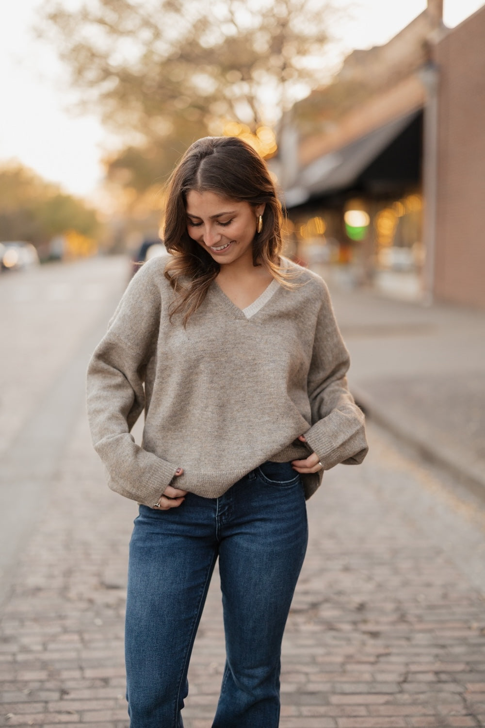 Cory Greige Contrast Neckline Sweater