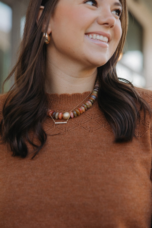 Brown/Gold Rondelle Beads Necklace