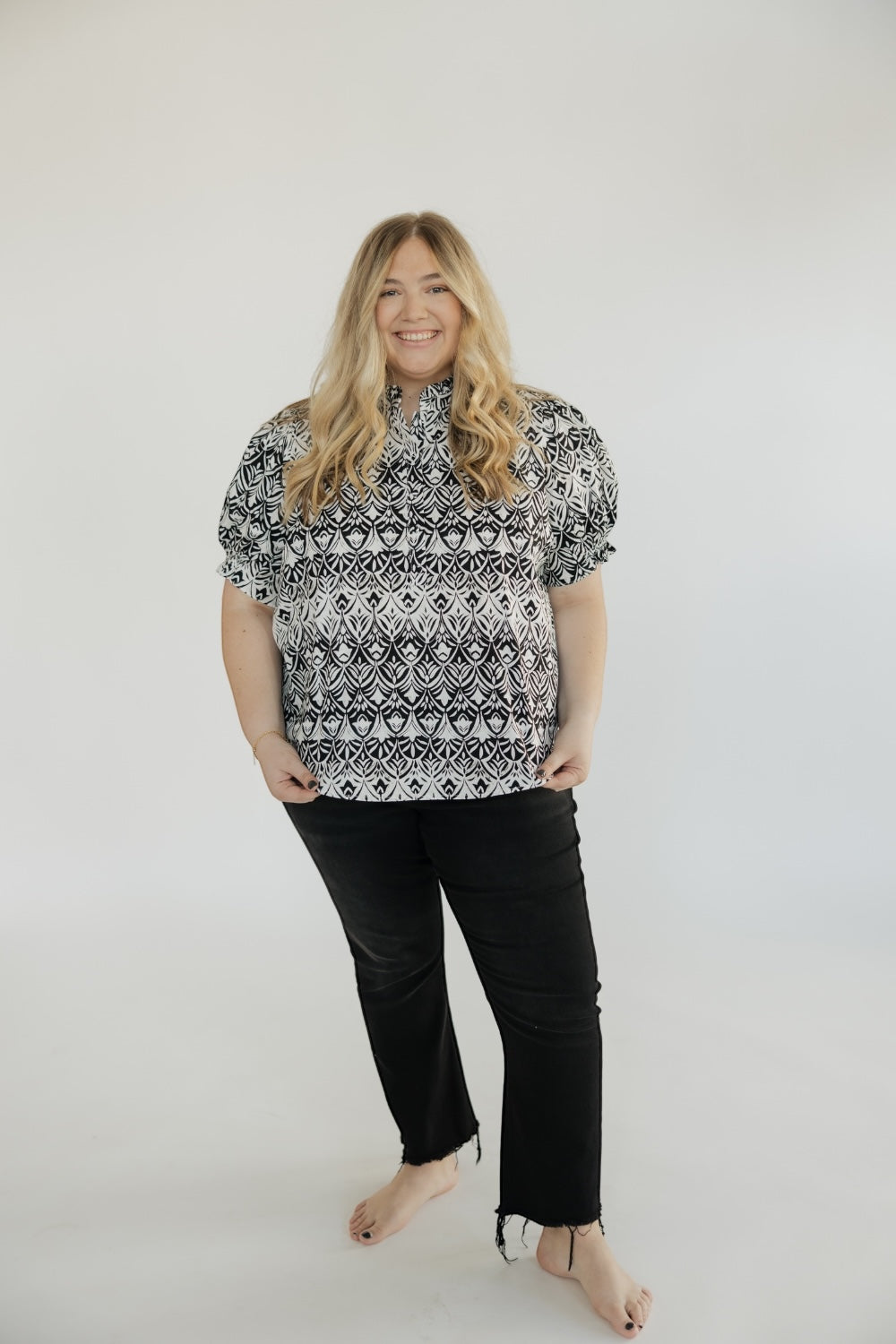 La Palma Floral Clove Puff Sleeve Top (XS-3XL)