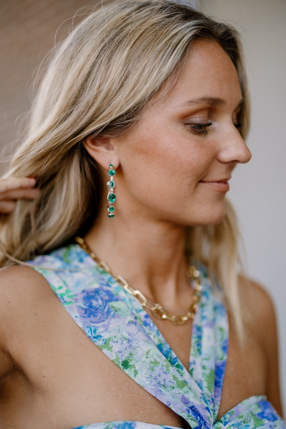 Allie Earrings in Emerald