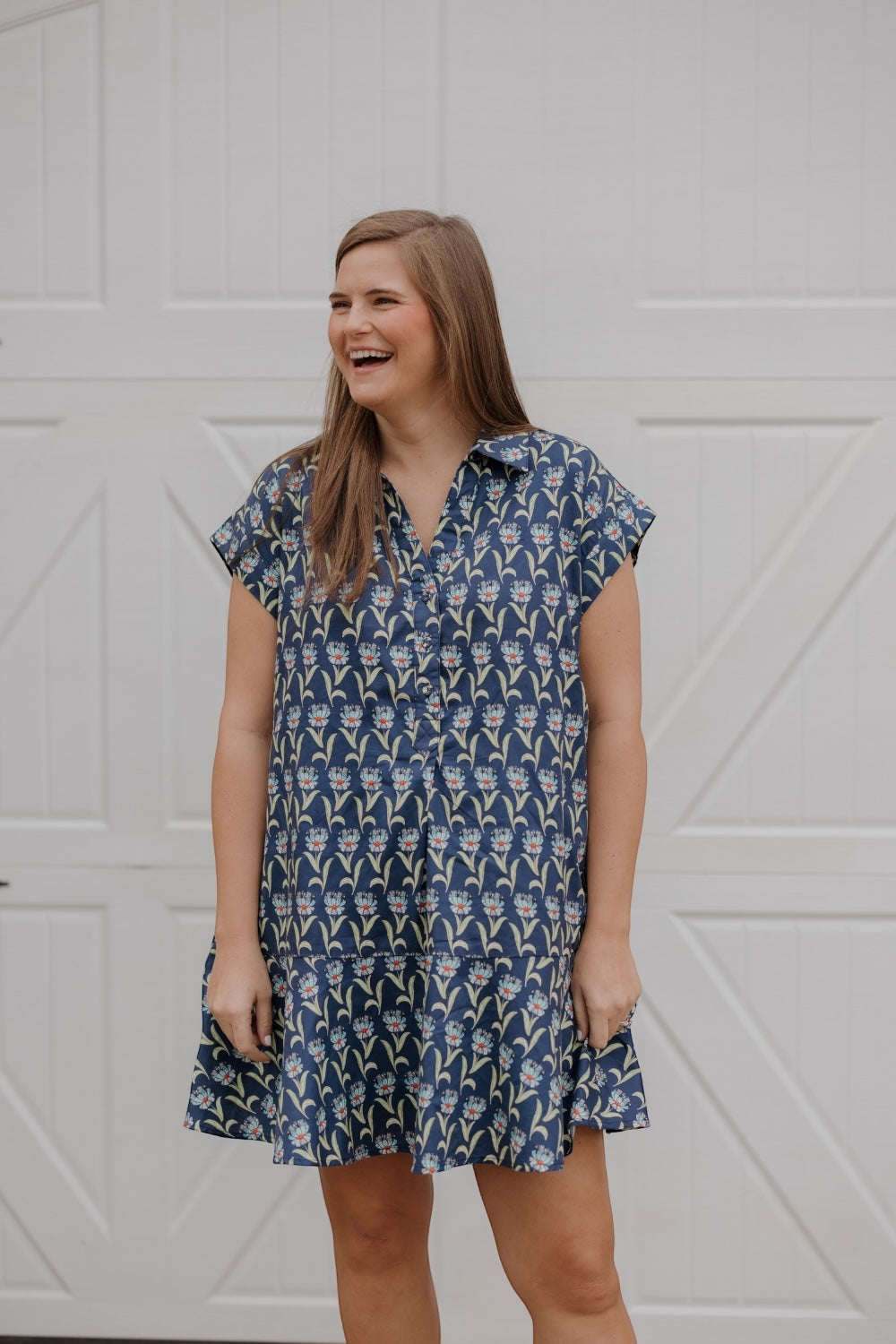 Sally Navy Floral Dress (S-2XL)