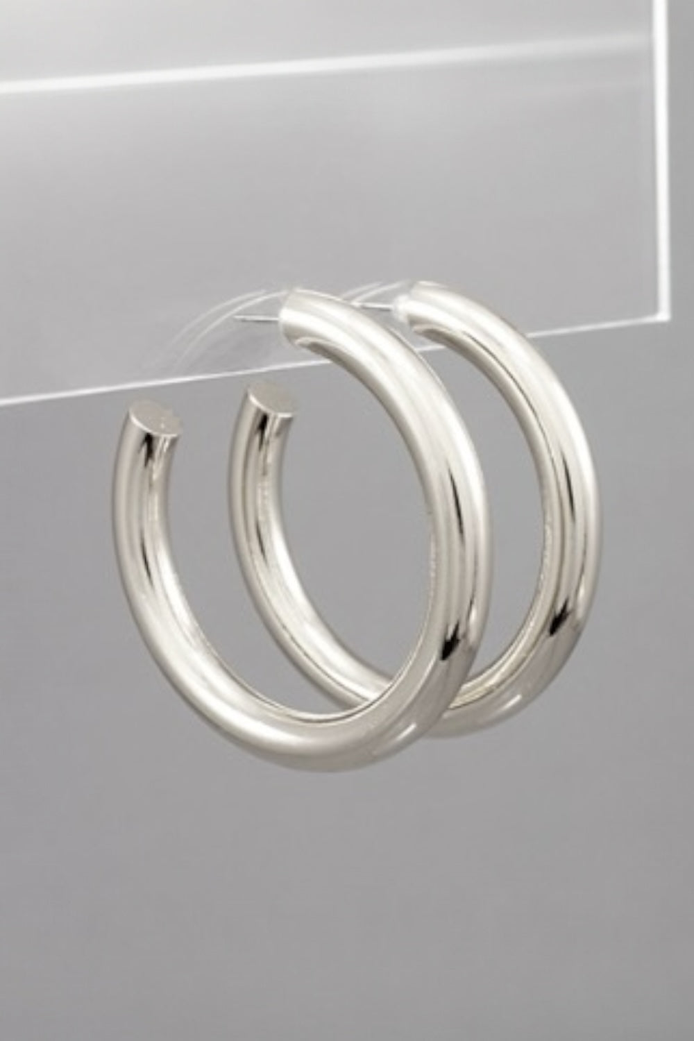 50mm Thick Open Hoops in Silver