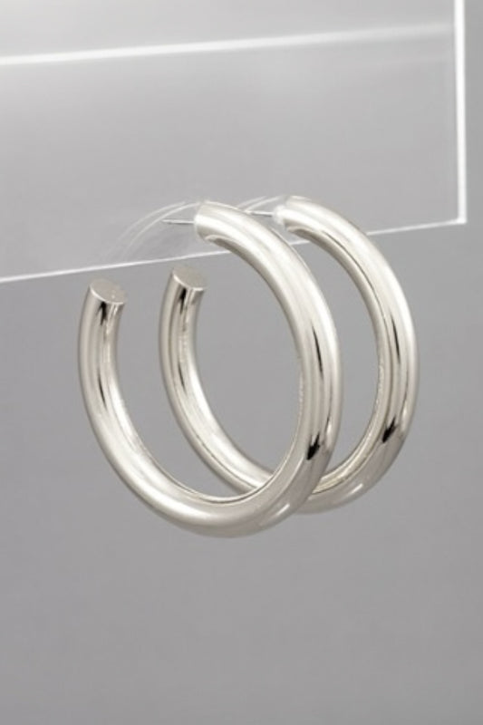 50mm Thick Open Hoops in Silver