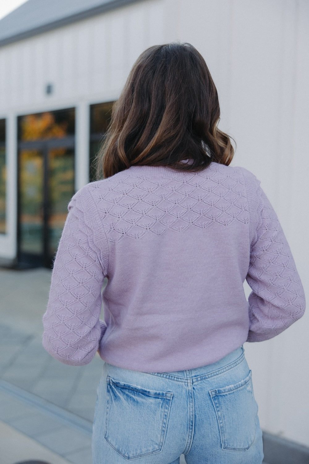 Lilac Ruffle Sleeve Sweater