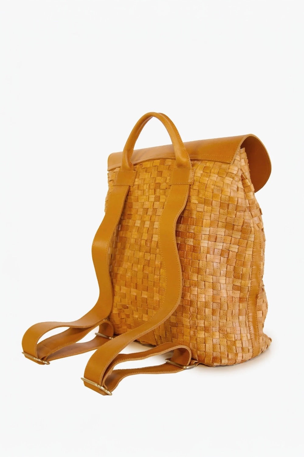 Elsa Basketweave Backpack in Cognac by Able