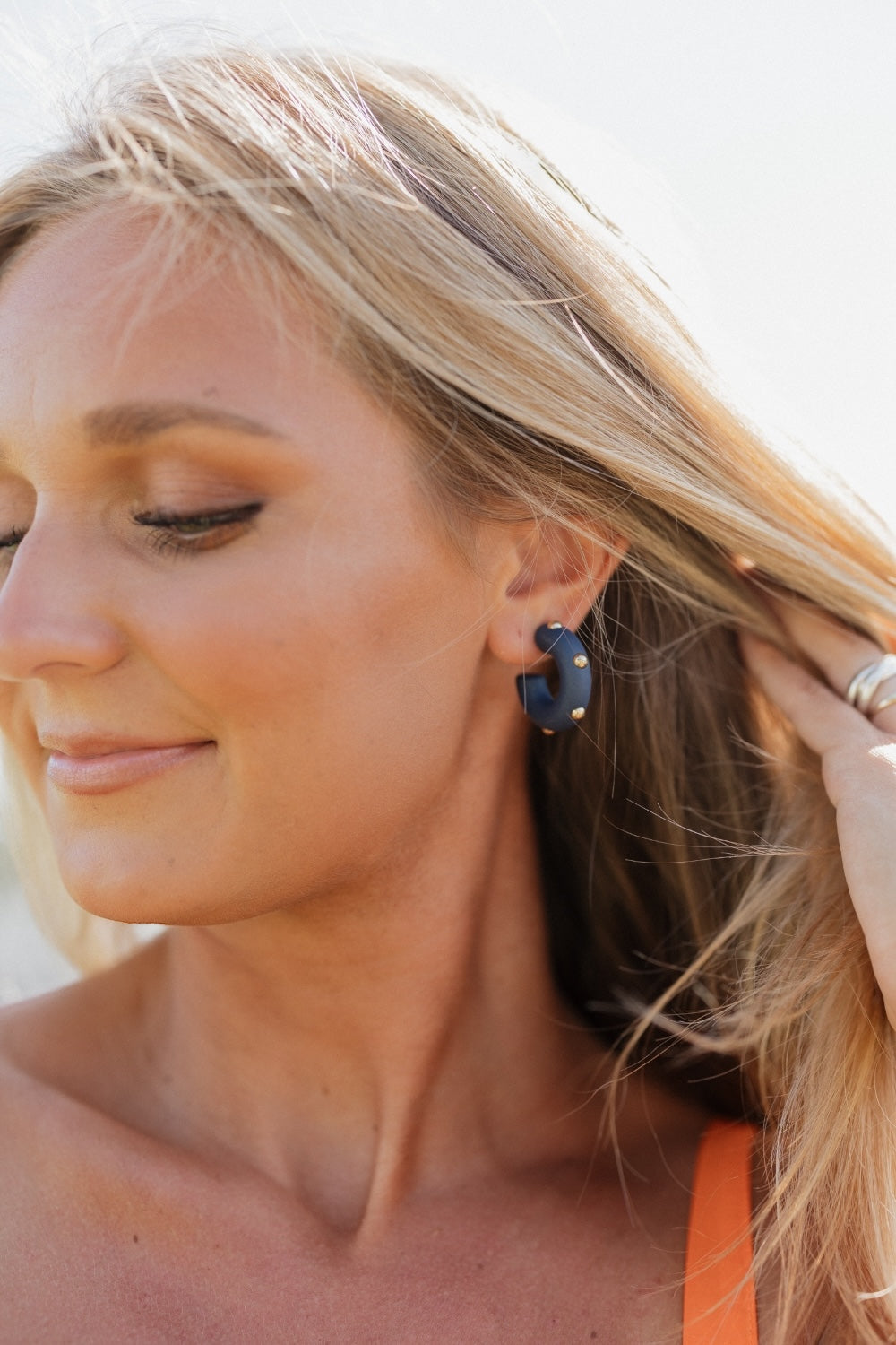 Small Candace Navy Earrings