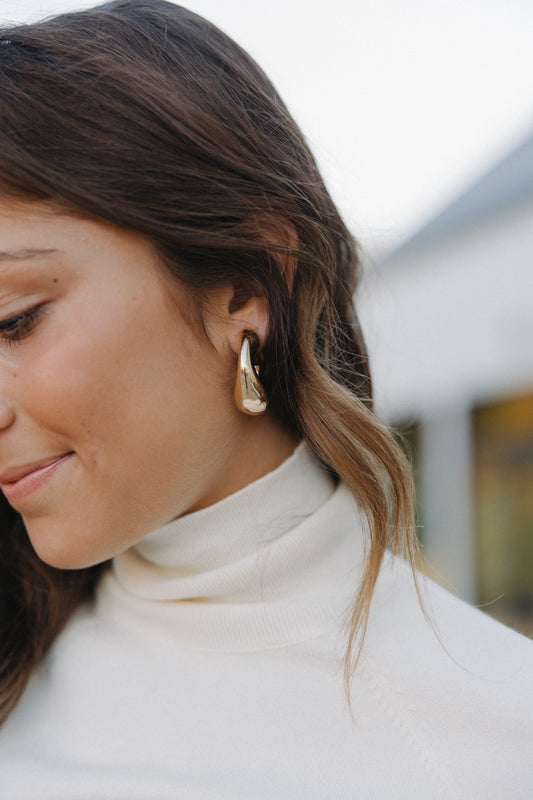 Puffy Teardrop Earrings in Gold