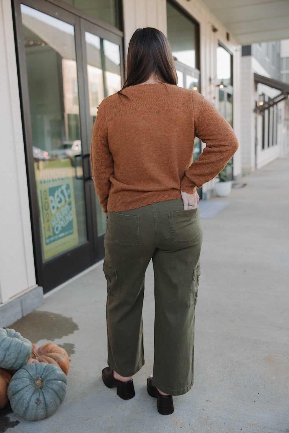 Camel Ruffle Sleeve Sweater