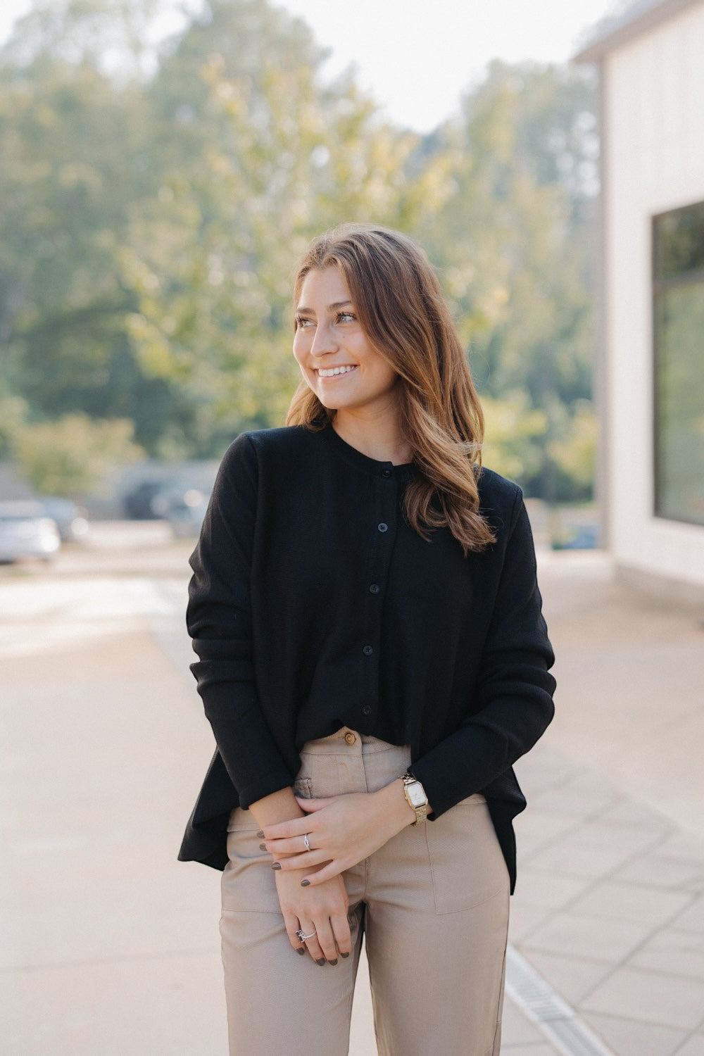 Black Flared Knit Cardigan