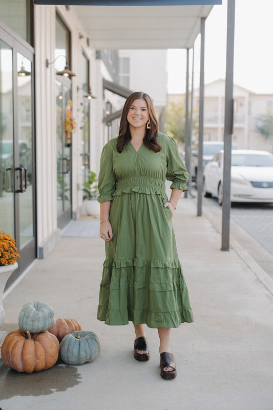 Karina Olive Midi Dress by Maude