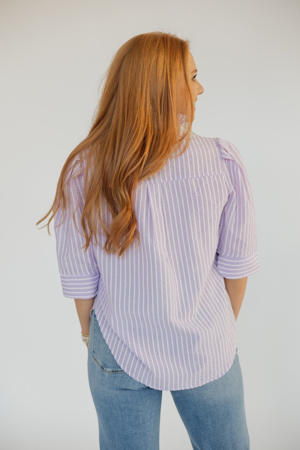 Jodie Lavender Seersucker Top (S-3XL)