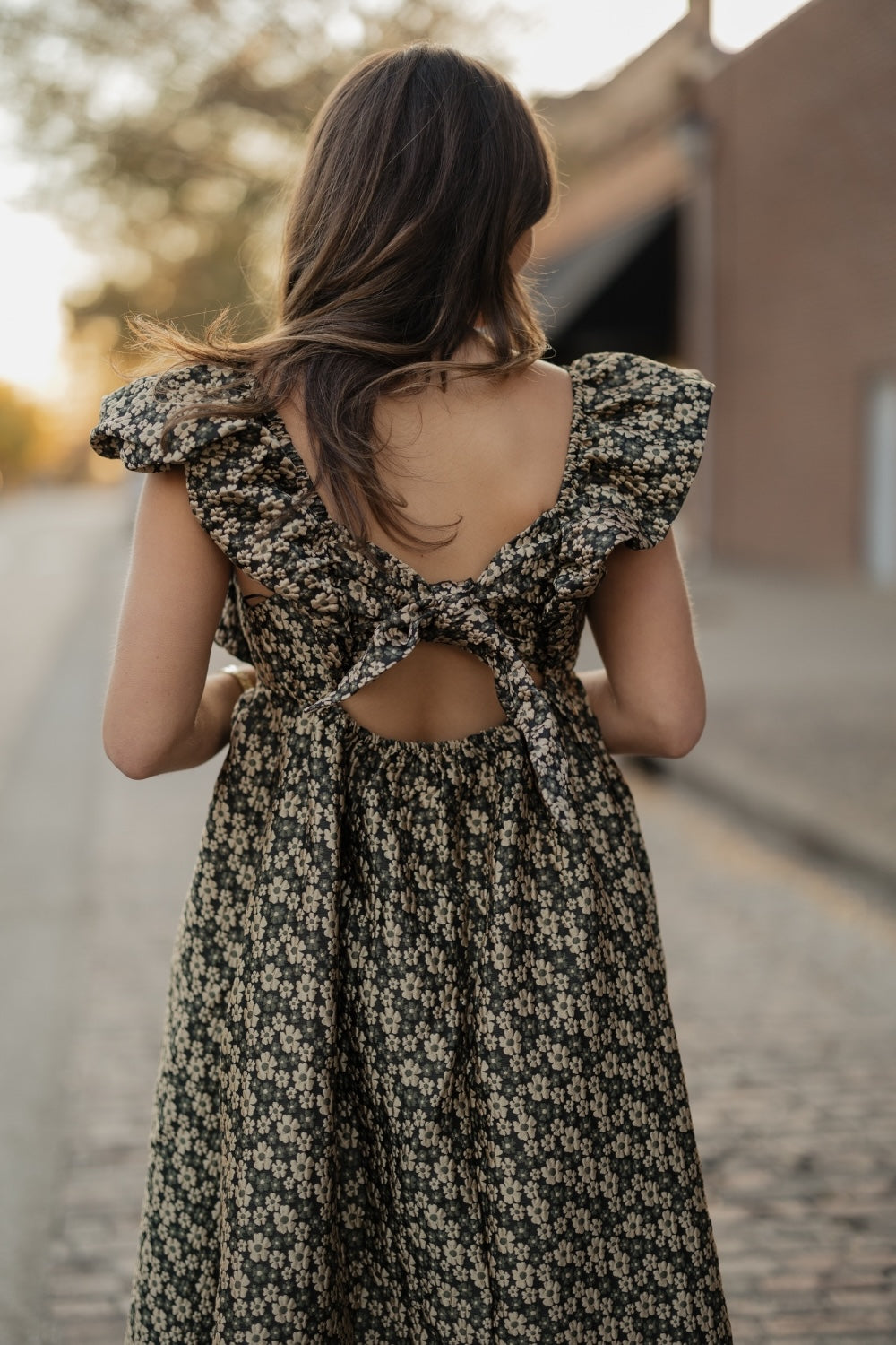 Gold Daisy Jacquard Midi Dress