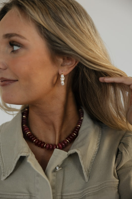 Rich Red Marble Beaded Necklace