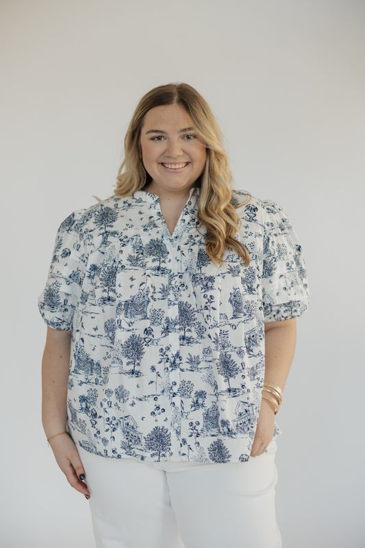 Renzo Toile Court Button Down Top (XS-3XL)