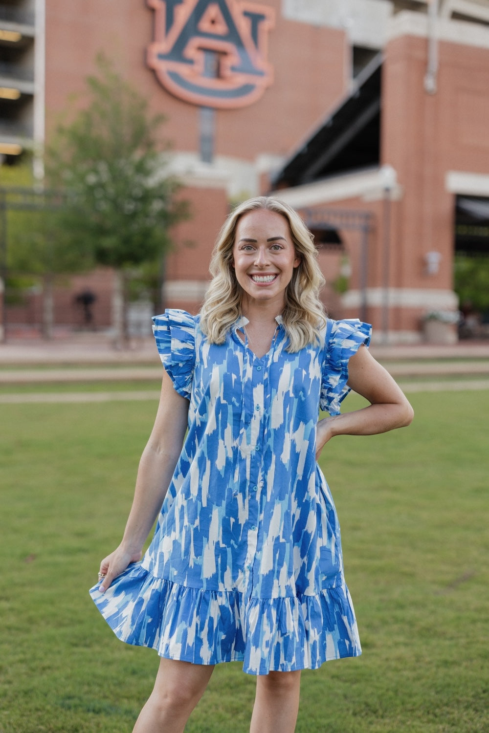 Abby Tailgate Time Blue Dress (XS-XXL)