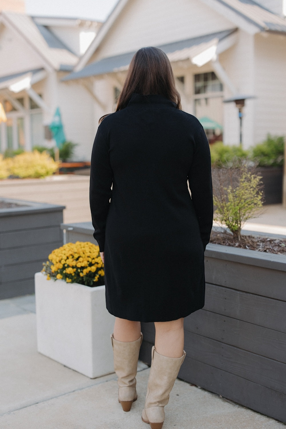 Black Polo Neck Sweater Dress