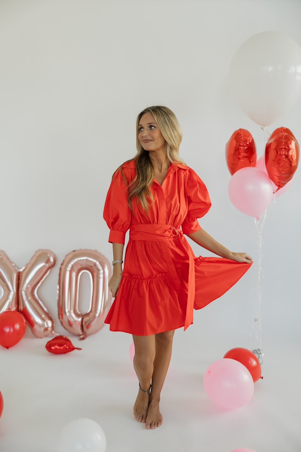 Yara Red Poplin Dress