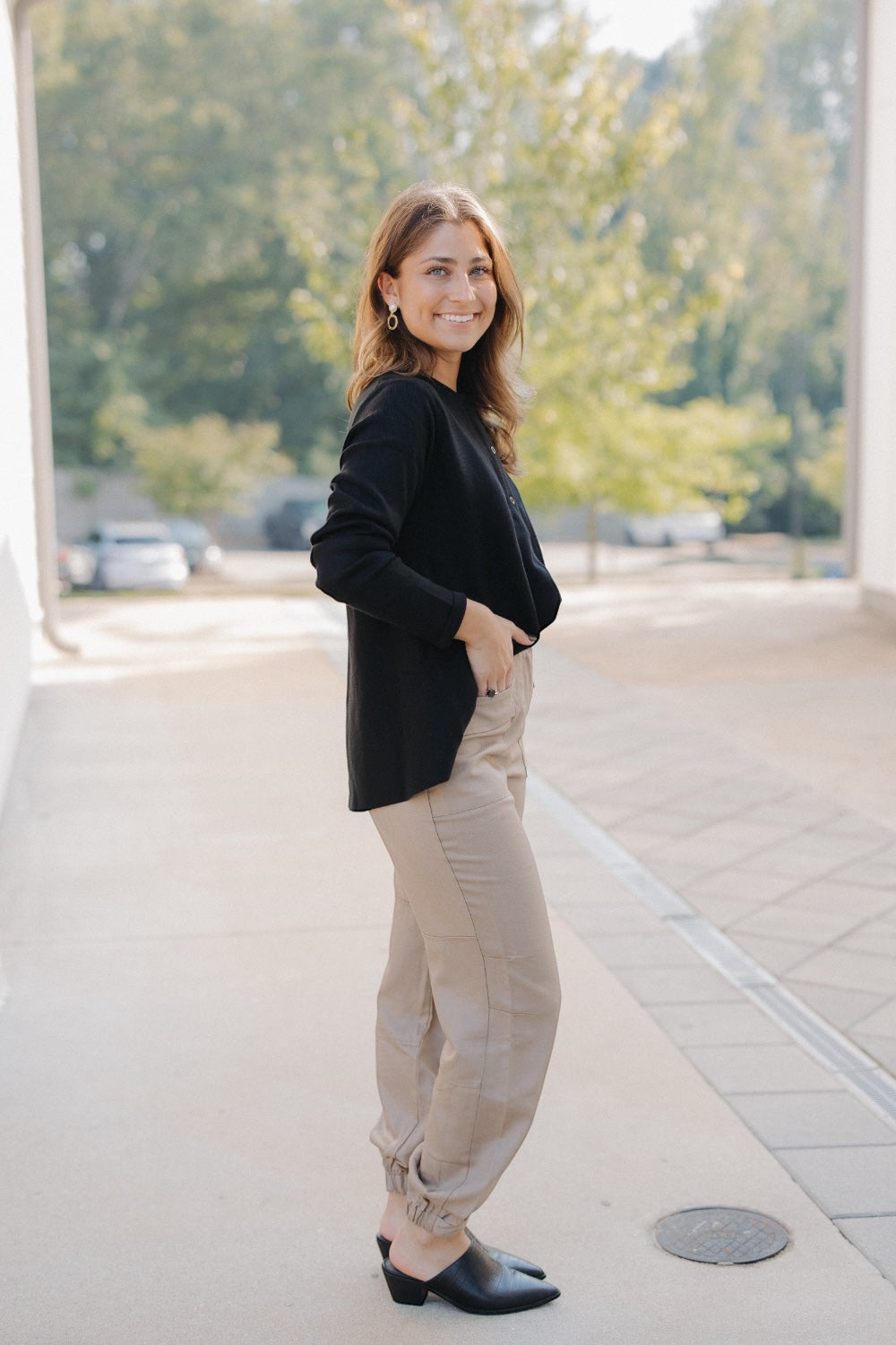 Black Flared Knit Cardigan