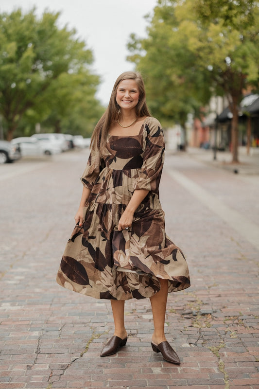 Melinda Mocha Print Maxi Dress