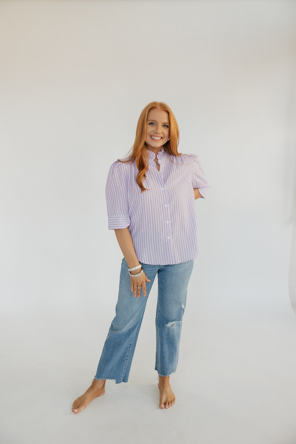 Jodie Lavender Seersucker Top (S-3XL)