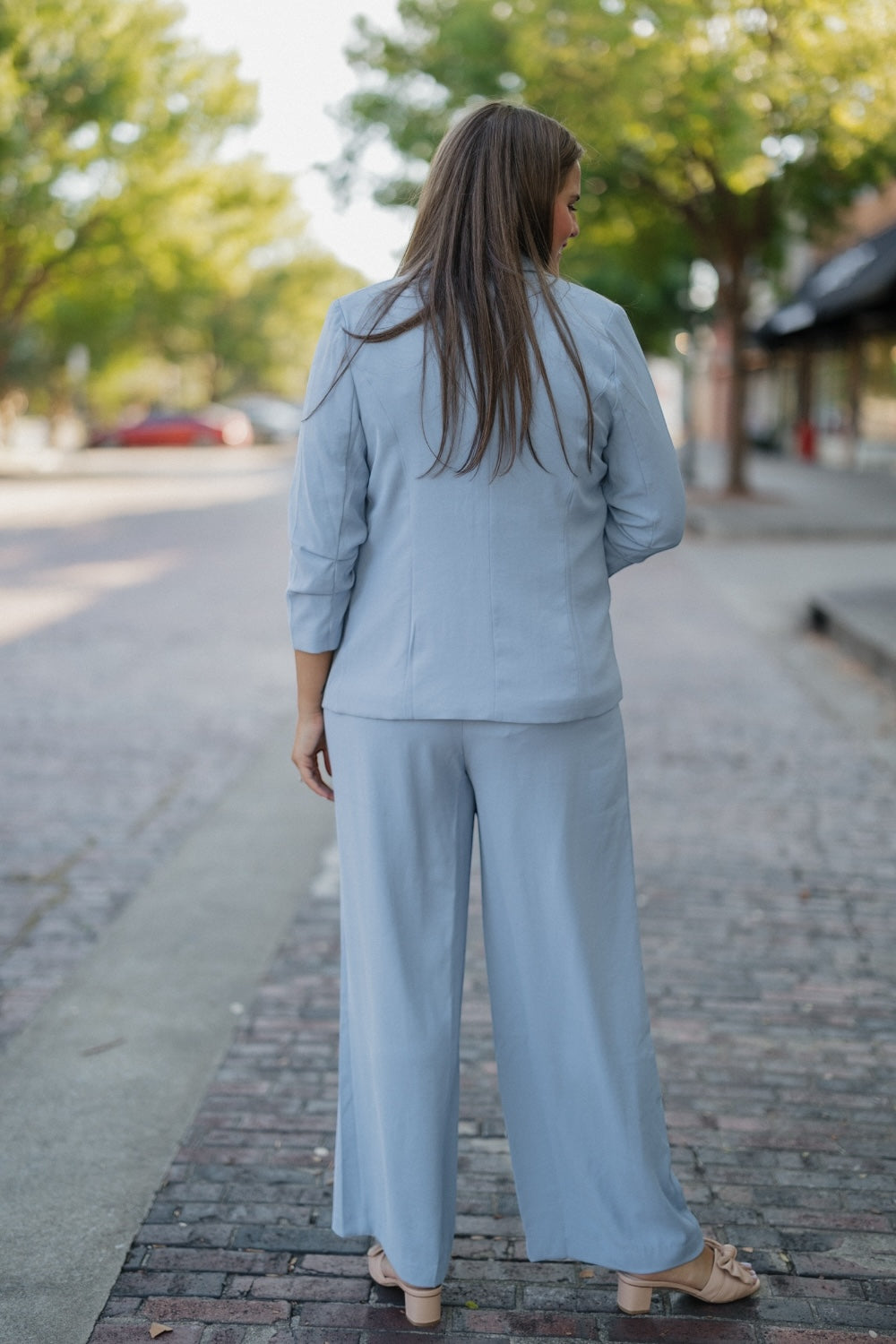 Destiny Dusty Blue 3/4 Sleeve Blazer (XS-3XL)