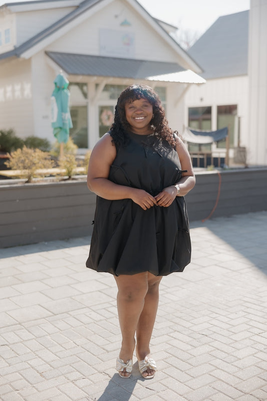 Bonnie Bow Black Sleeveless Dress (S-3XL)