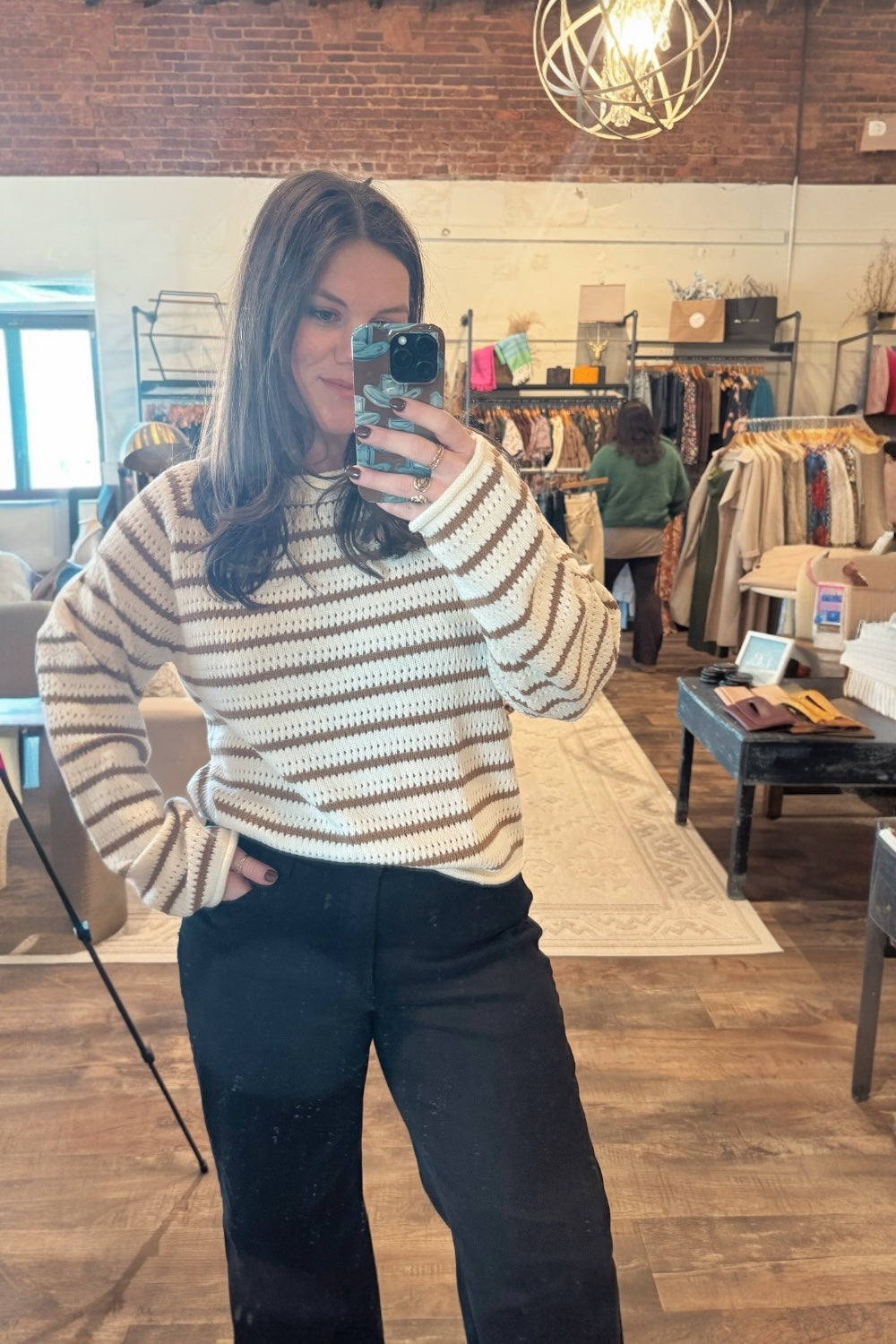 Katrina Khaki Striped Sweater (S-3XL)