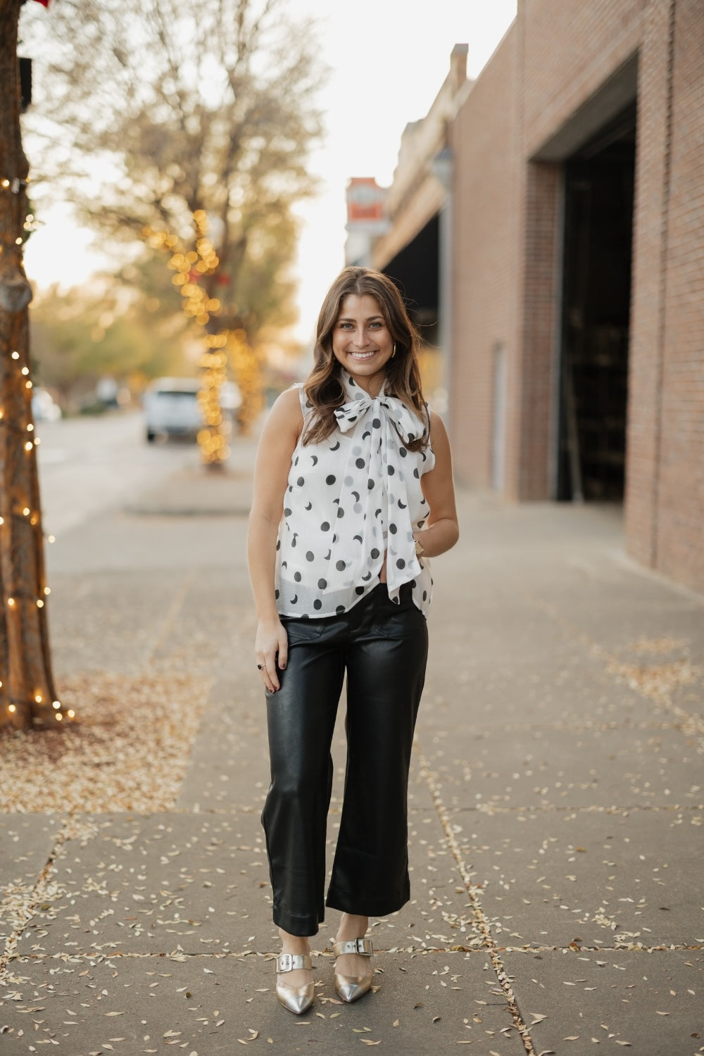 Tiffany Black/White Polka Dot Tie Tank