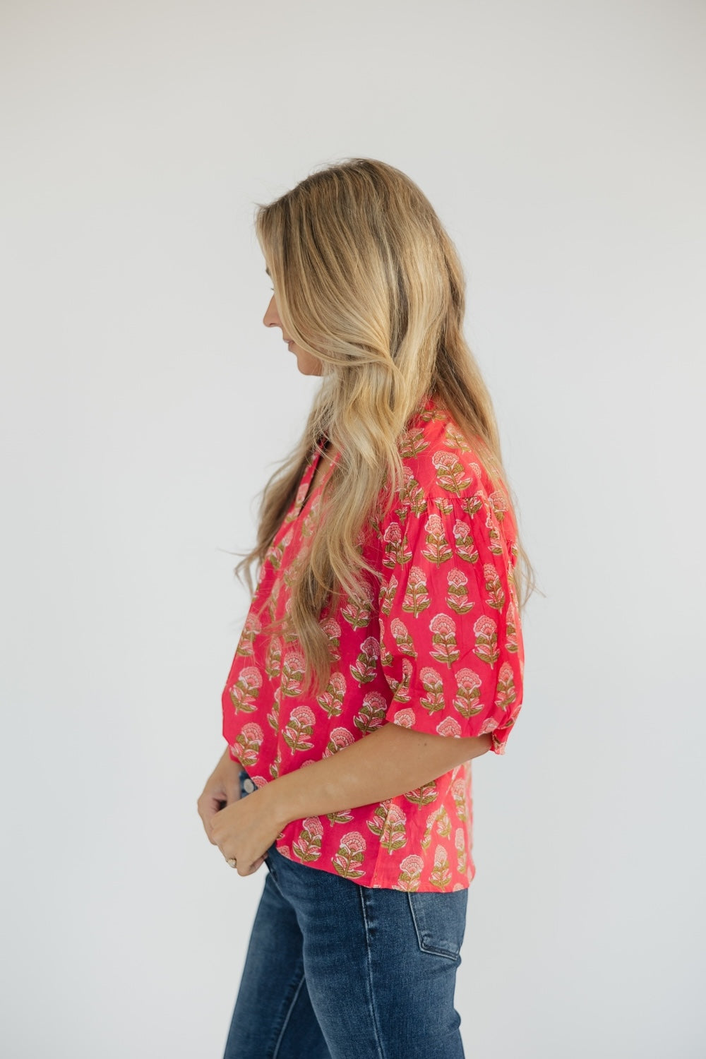 Emily Puff Sleeve Flower Print Top