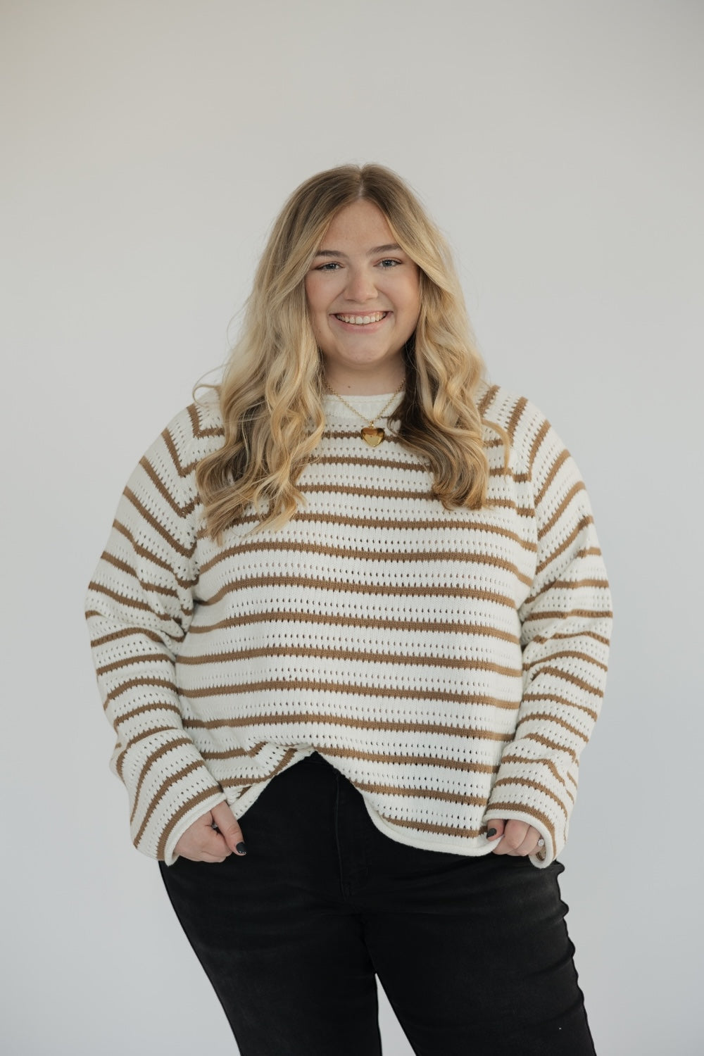 Katrina Khaki Striped Sweater (S-3XL)