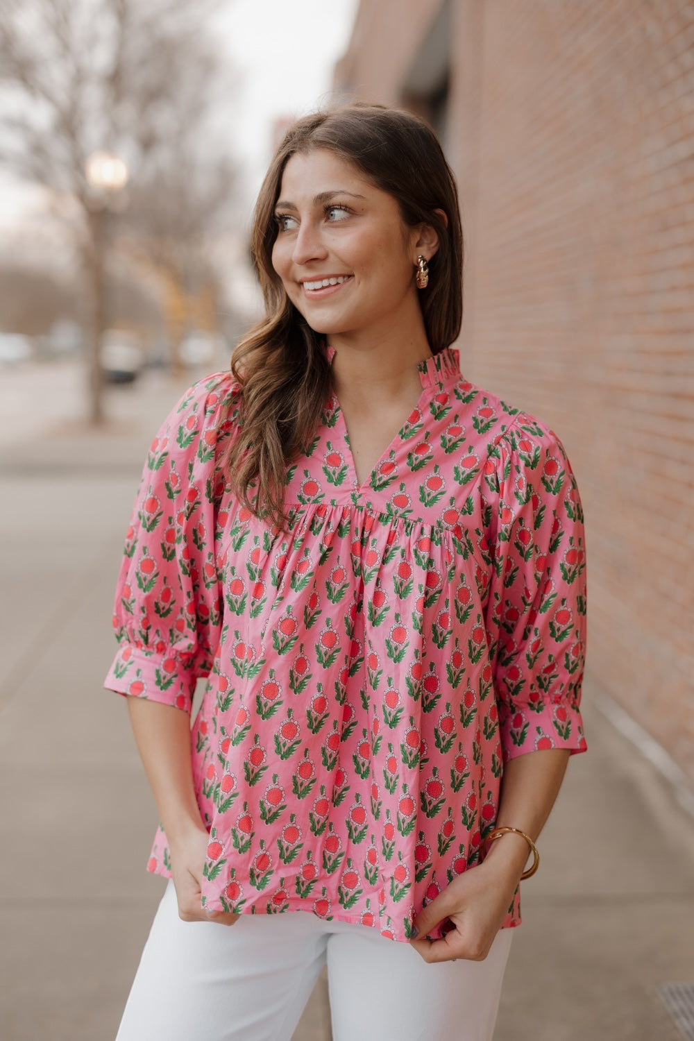 Denise Pink Daisy Top (S-2XL)