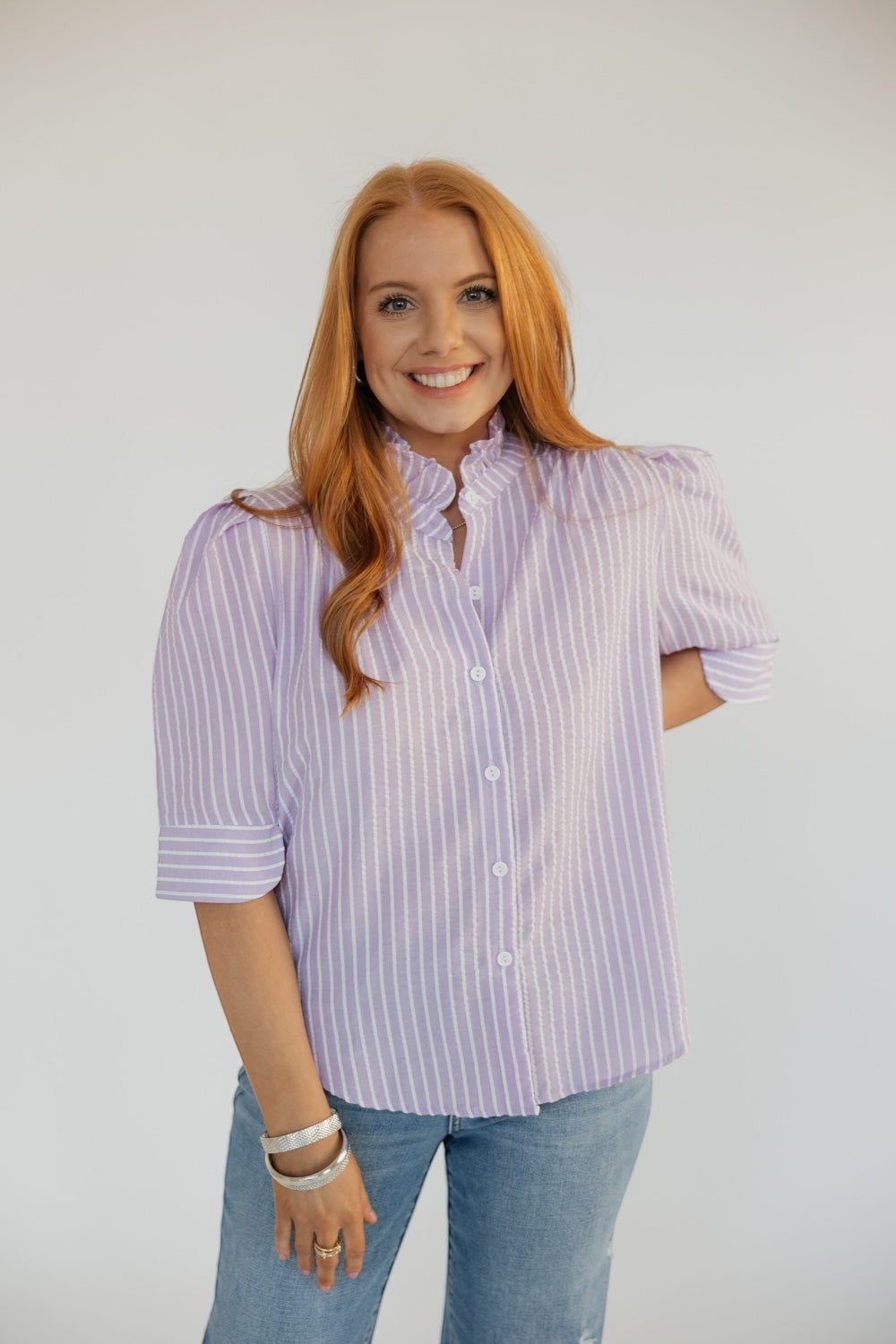 Jodie Lavender Seersucker Top (S-3XL)