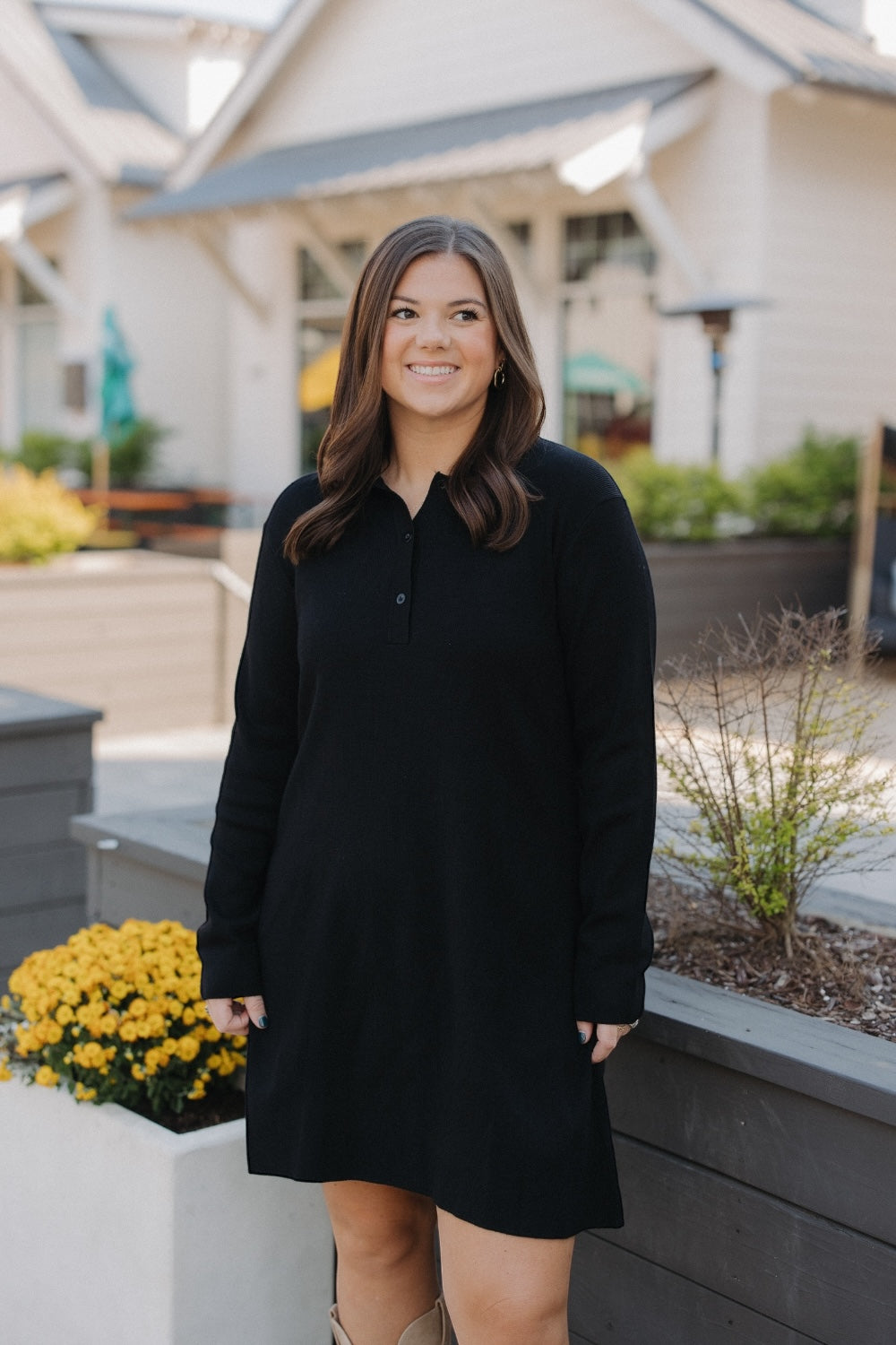 Black Polo Neck Sweater Dress