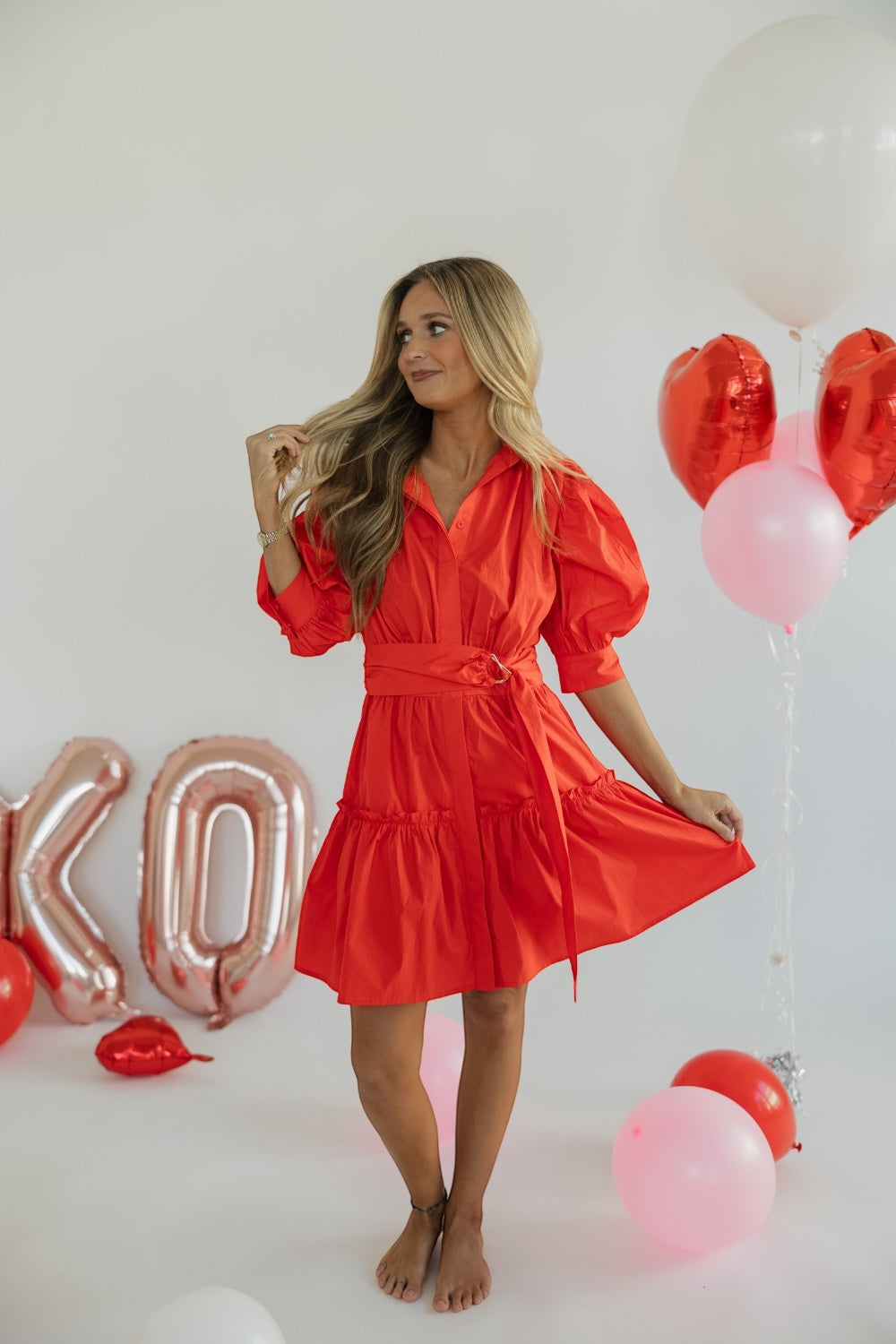 Yara Red Poplin Dress