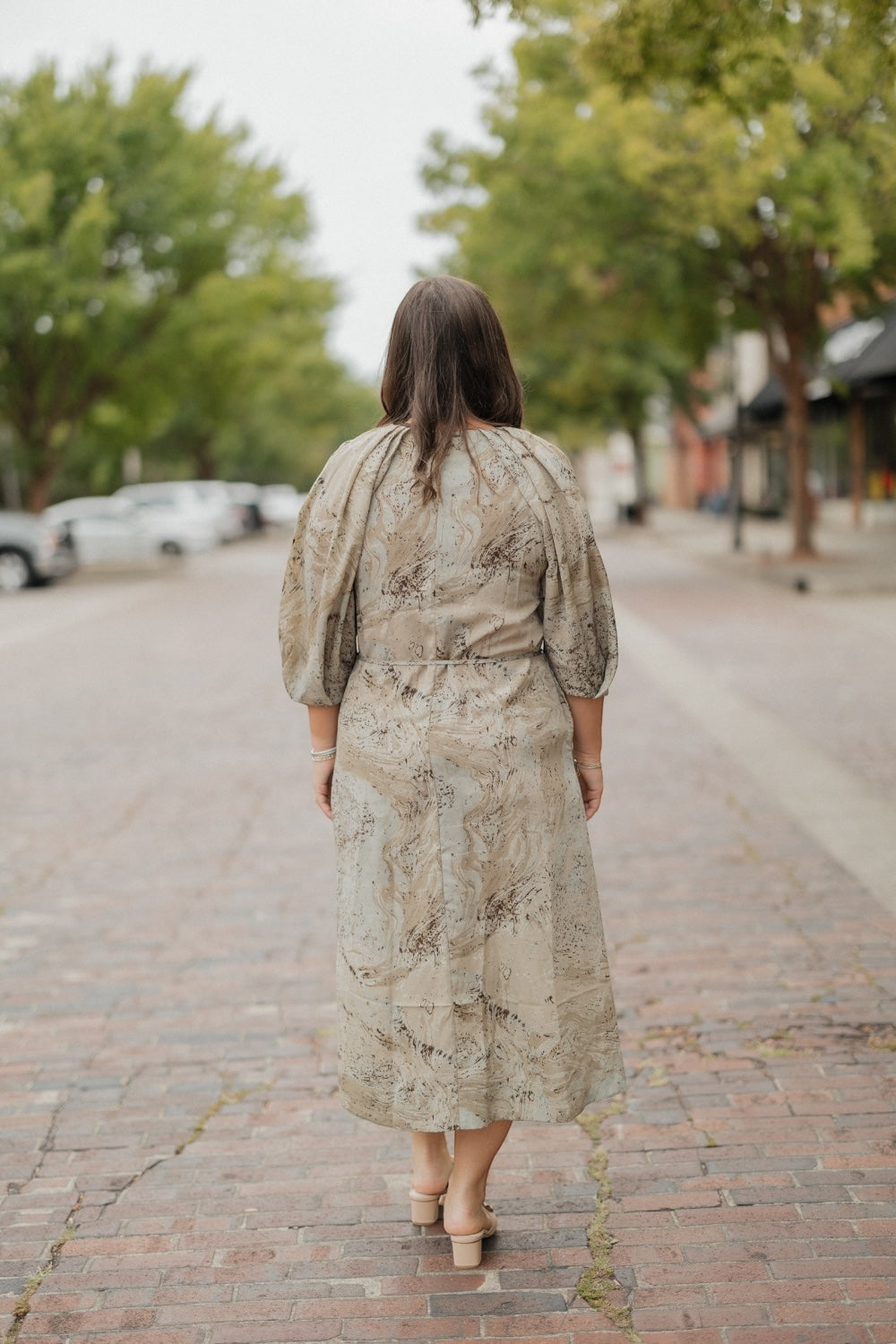 Desert Sage Blossom Sleeves Printed Dress