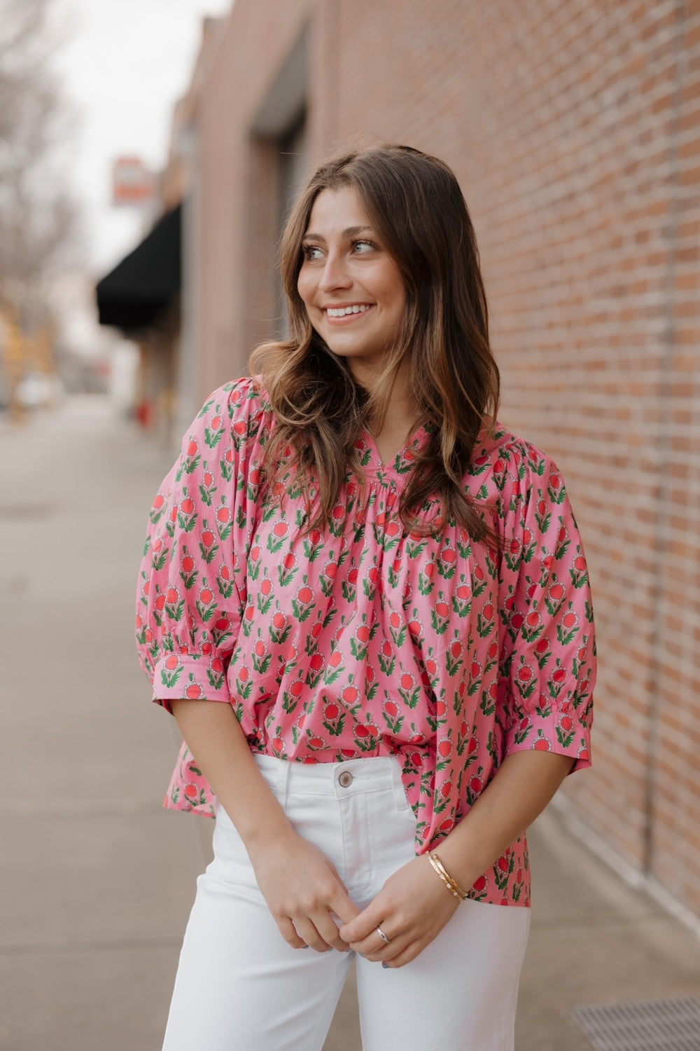 Denise Pink Daisy Top (S-2XL)