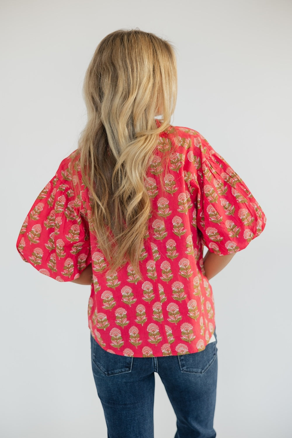 Emily Puff Sleeve Flower Print Top