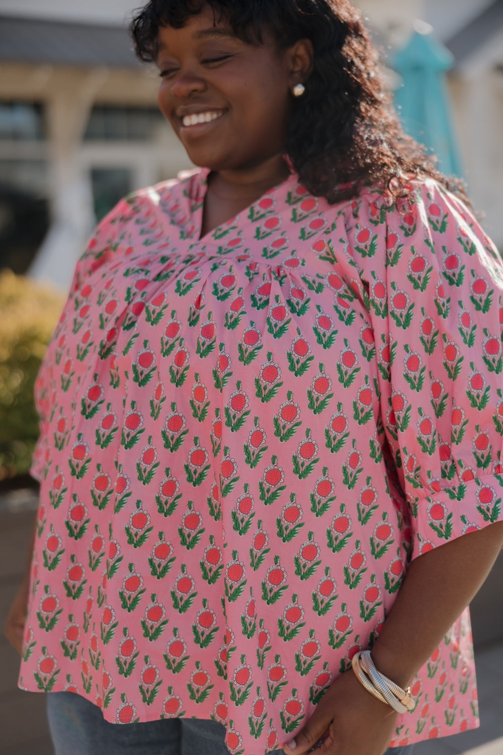 Denise Pink Daisy Top (S-2XL)