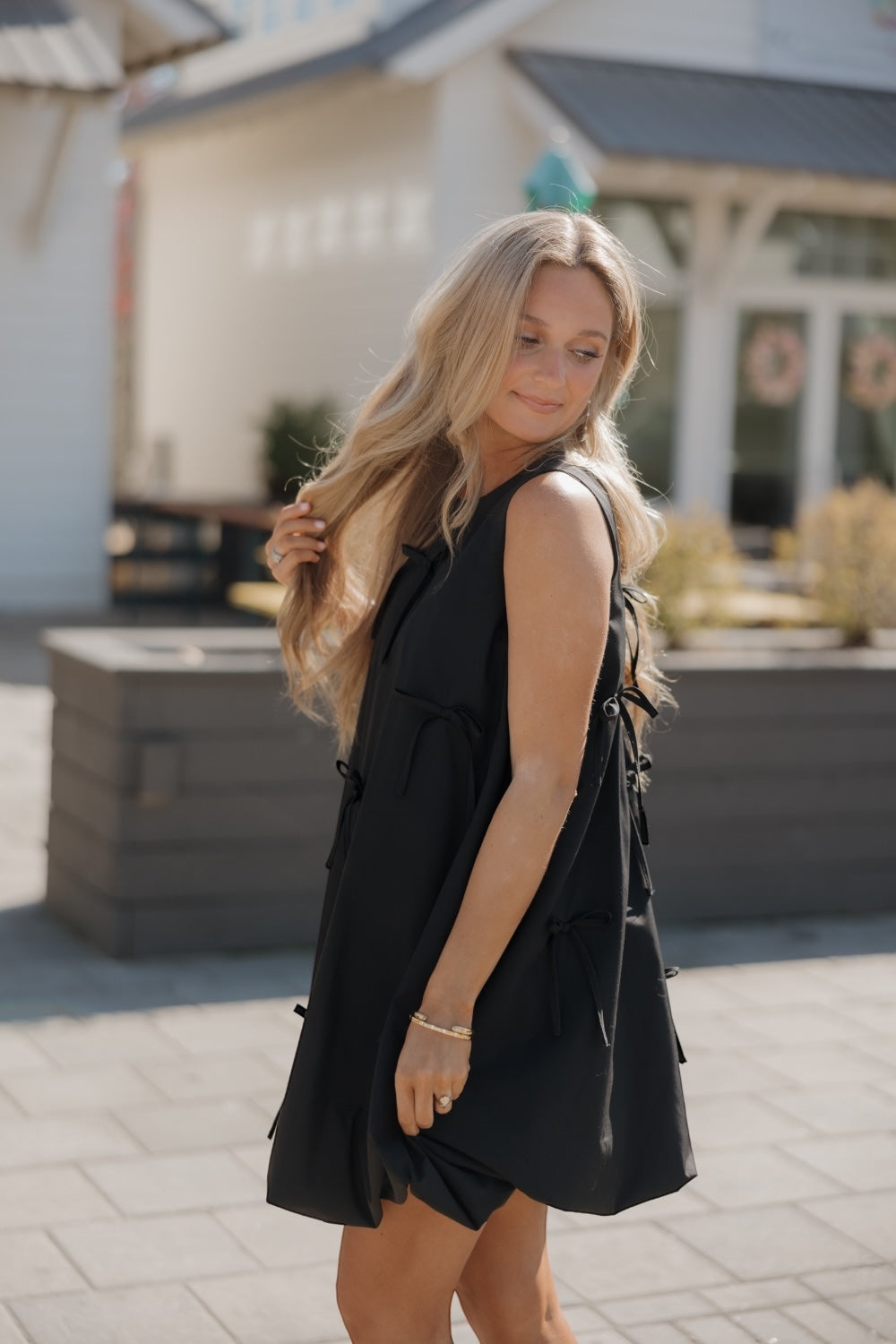 Bonnie Bow Black Sleeveless Dress (S-3XL)