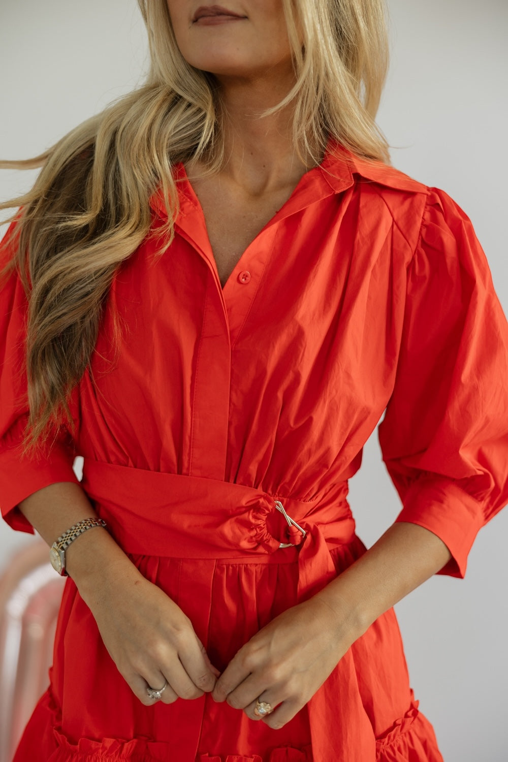 Yara Red Poplin Dress