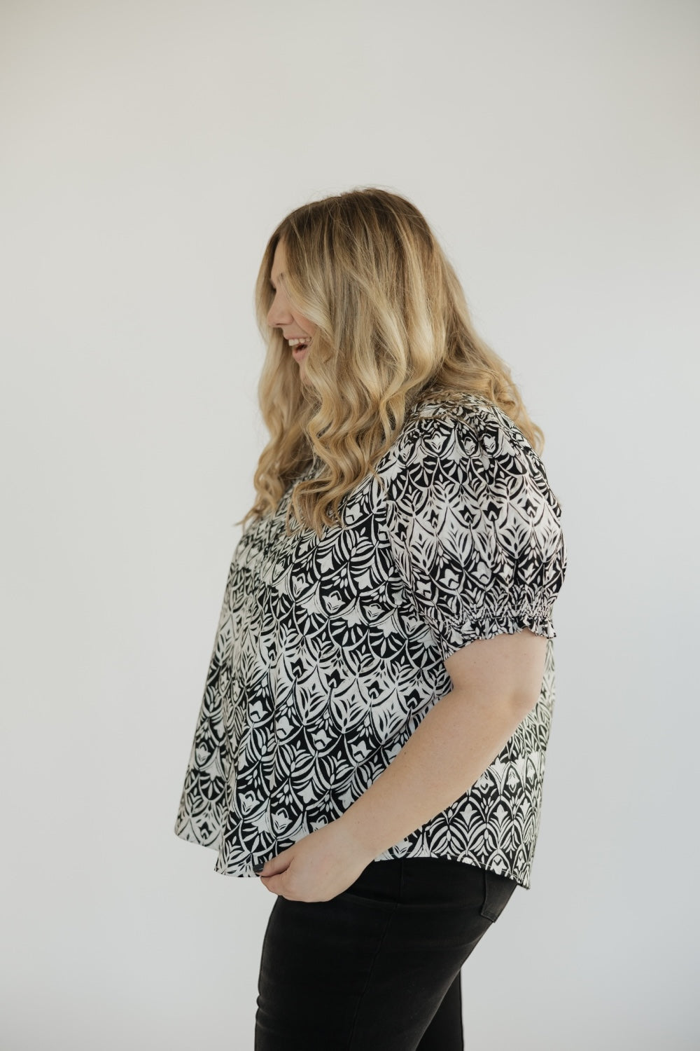 La Palma Floral Clove Puff Sleeve Top (XS-3XL)