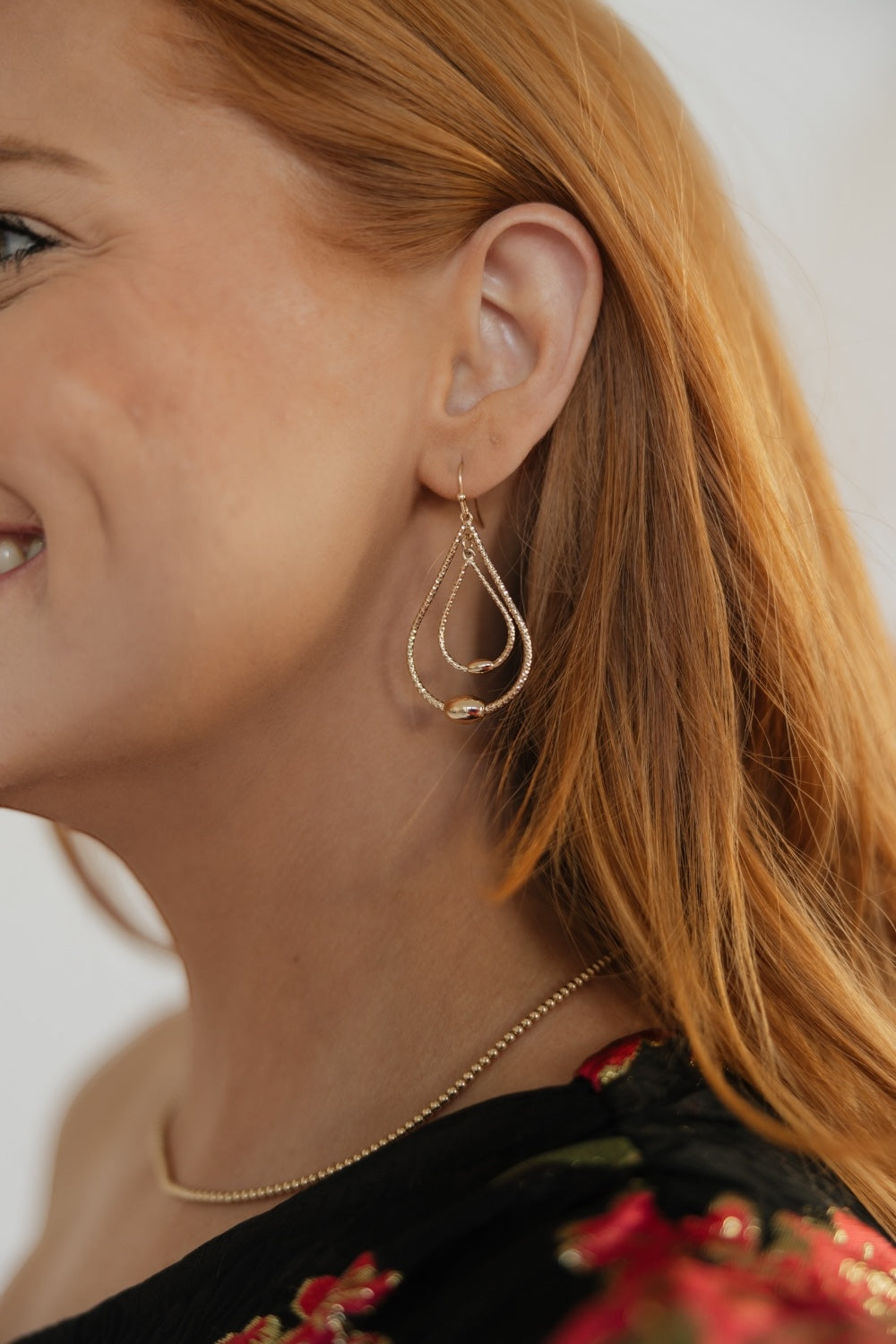 Layered Teardrop & Ball Earrings