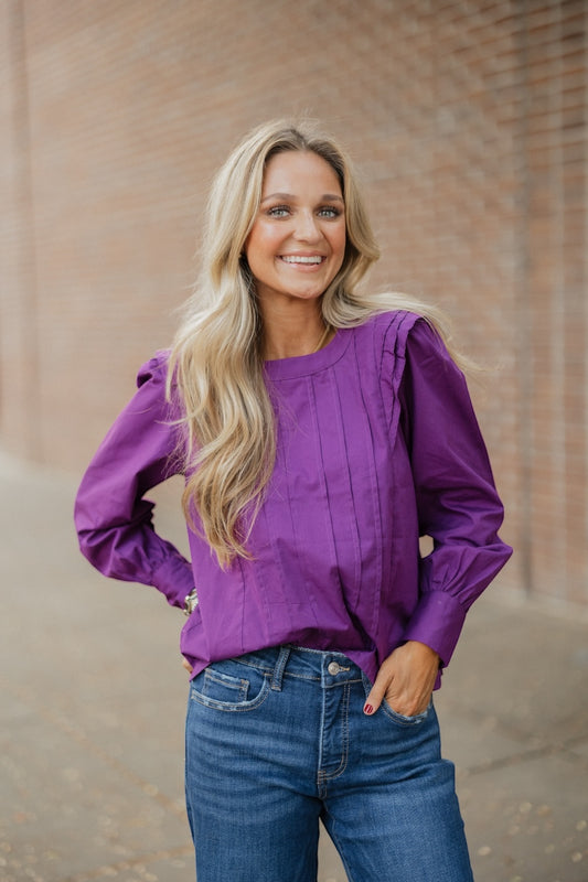 Shyla Deep Purple Long Sleeve Blouse by Maude (XS-XL)