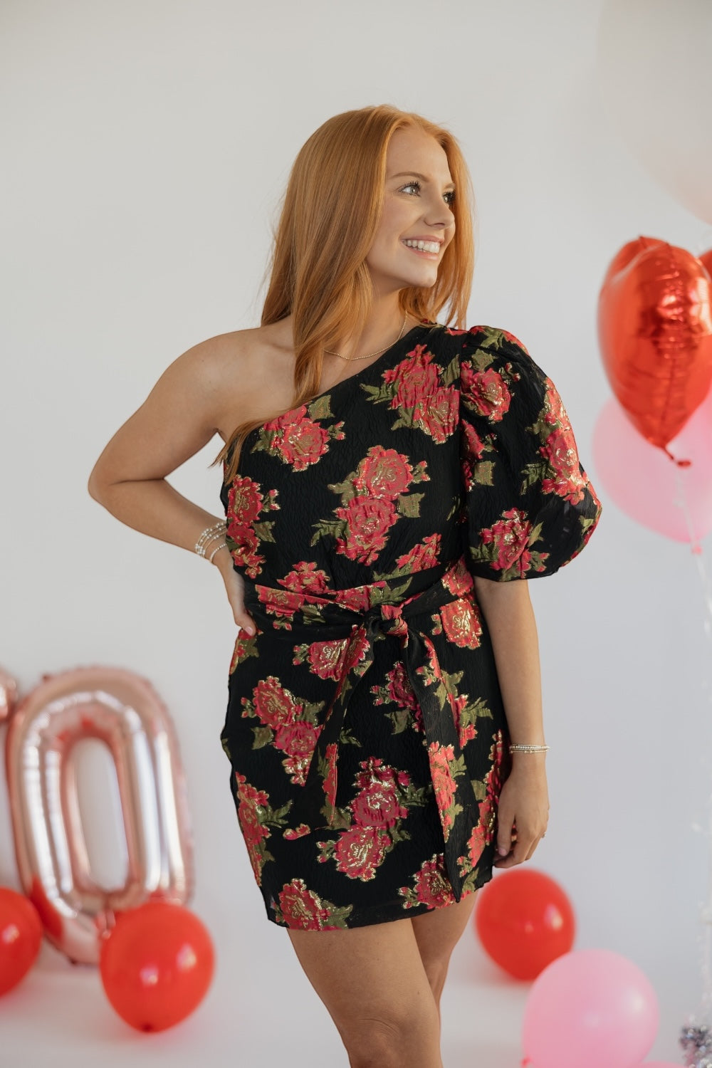 Scarlet Blossom Noir Mini Dress